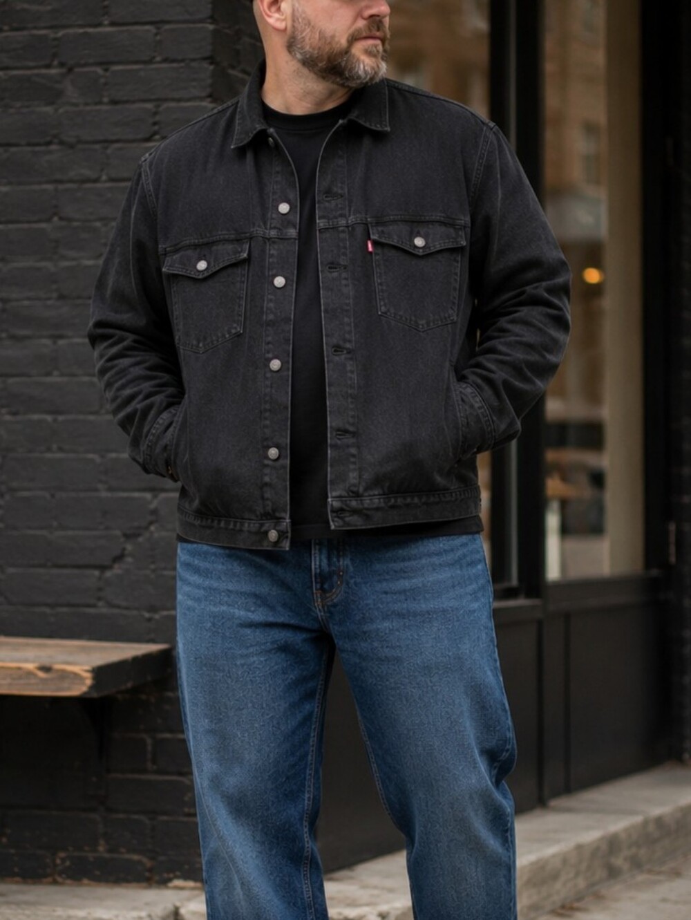 Levi's Black Denim Trucker Jacket XXL Relaxed Fit NWT Cotton Jean Jacket